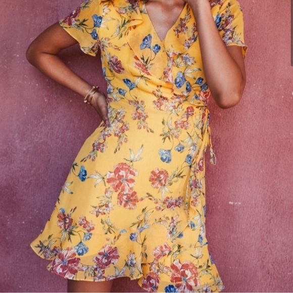 Blue Rain Yellow Floral Dress l SIZE XS - Picture 1 of 7